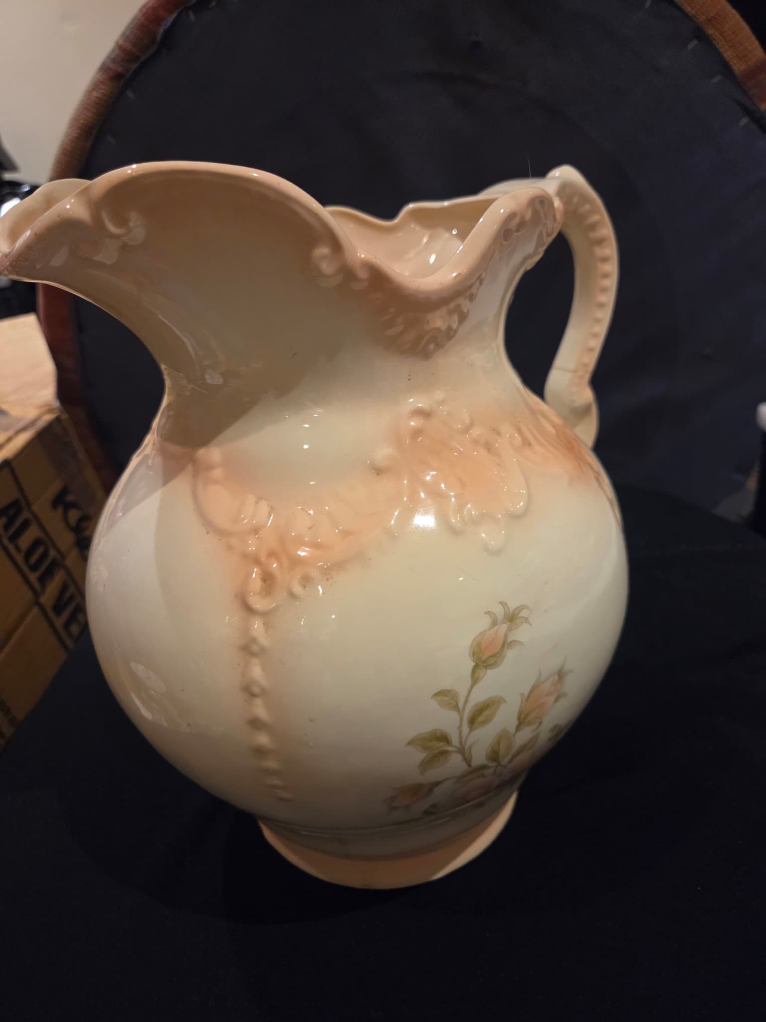 Shawnee Vintage Porcelain Floral Pitcher with Scalloped Rim — photo 3 of 5