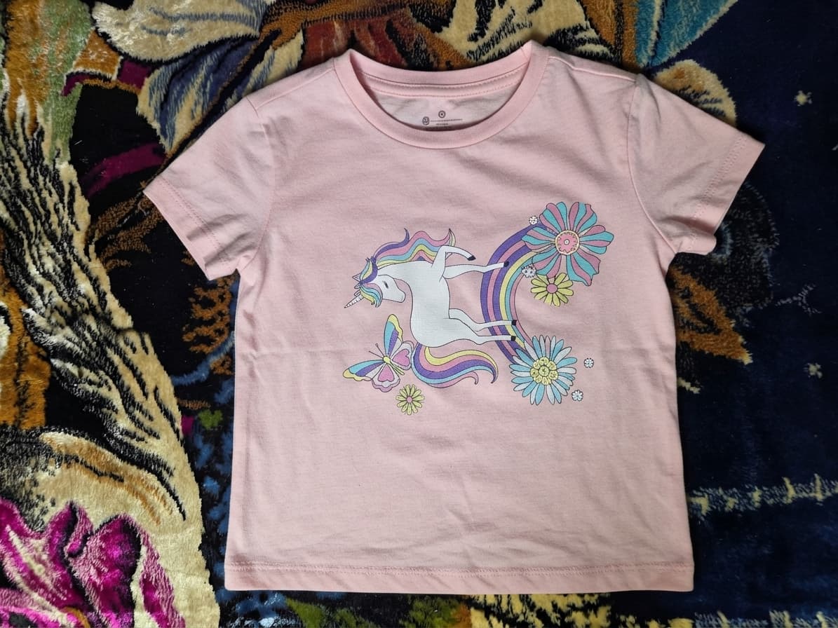 Target Girls Pink Unicorn Rainbow Graphic T-Shirt Size 2 — photo 1 of 3