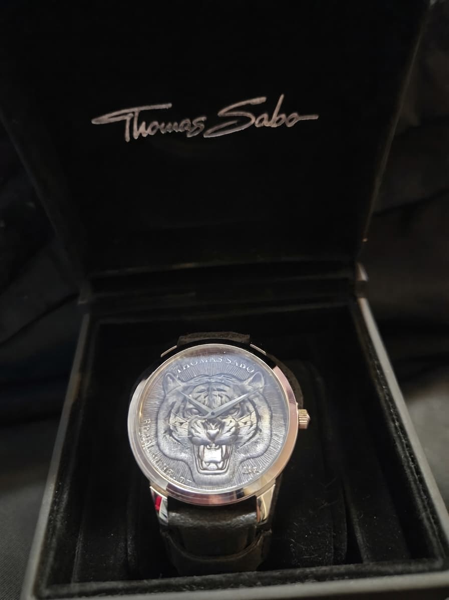 Thomas Sabo Rebel Spirit Tiger Watch - Black Leather Strap