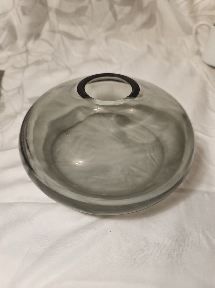 Villeroy & Boch Grey Glass Bowl - Minimalist Decorative Vase — photo 1 of 4
