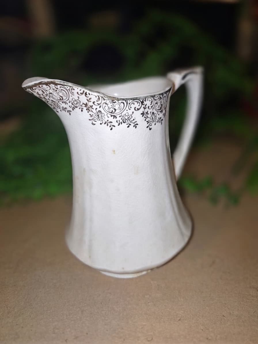 Vintage Alfred Meakin Porcelain Creamer - Silver Filigree Trim — photo 1 of 4