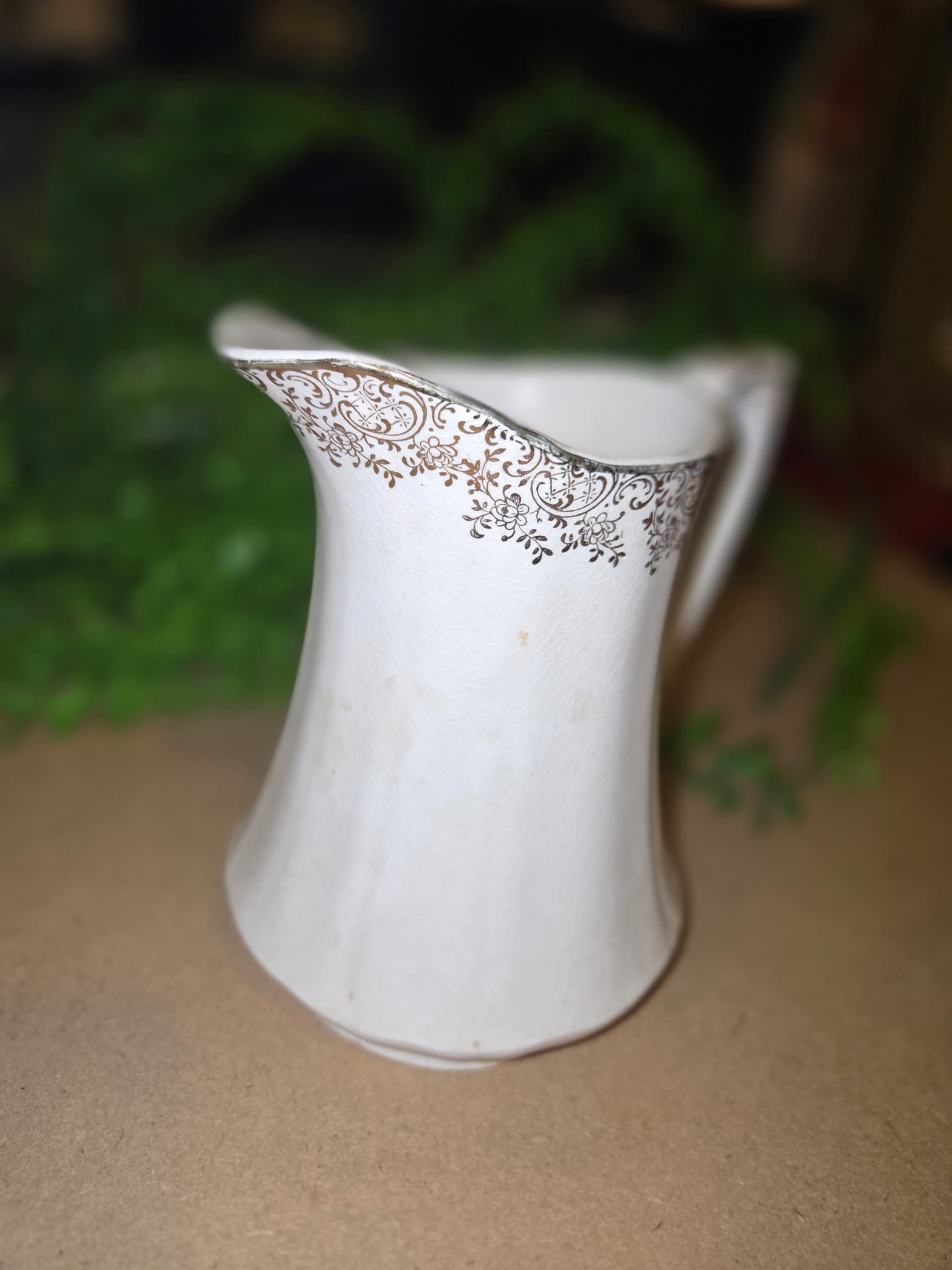 Vintage Alfred Meakin Porcelain Creamer - Silver Filigree Trim — photo 2 of 4