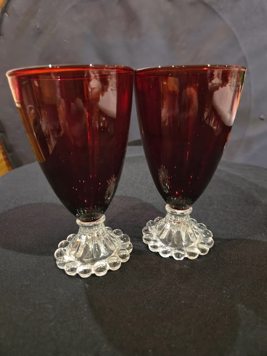 Vintage American Ruby Red Water Goblets - Set of 2 — photo 1 of 3