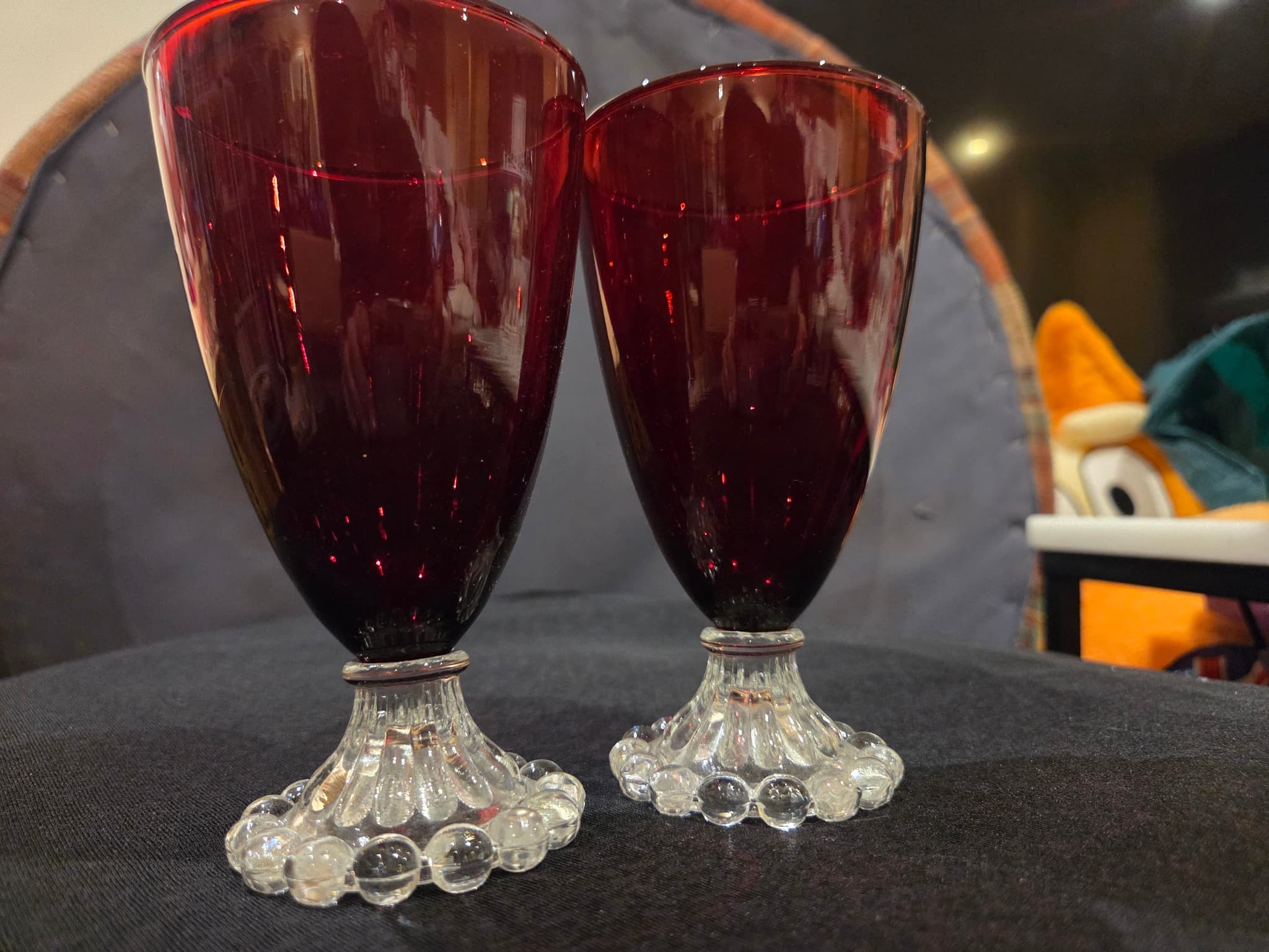 Vintage American Ruby Red Water Goblets - Set of 2 — photo 3 of 3