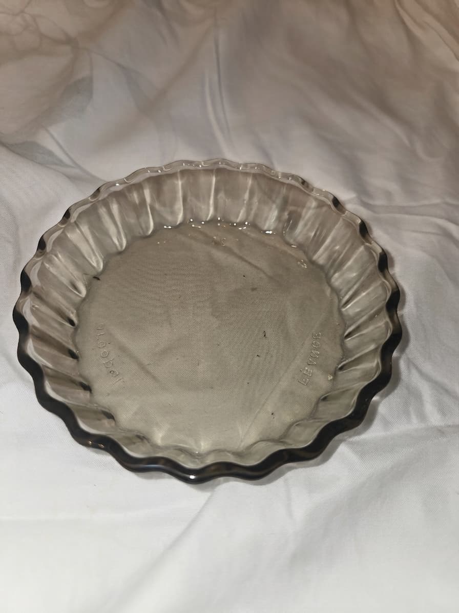 Vintage Arcopal France Smoked Glass Fluted Tart Dish — photo 1 of 6