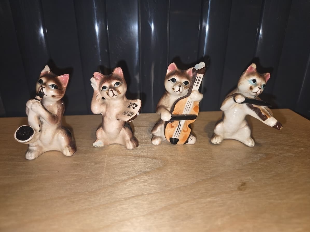 Vintage Ceramic Cat Musician Figurines Set Of 4 — photo 1 of 3