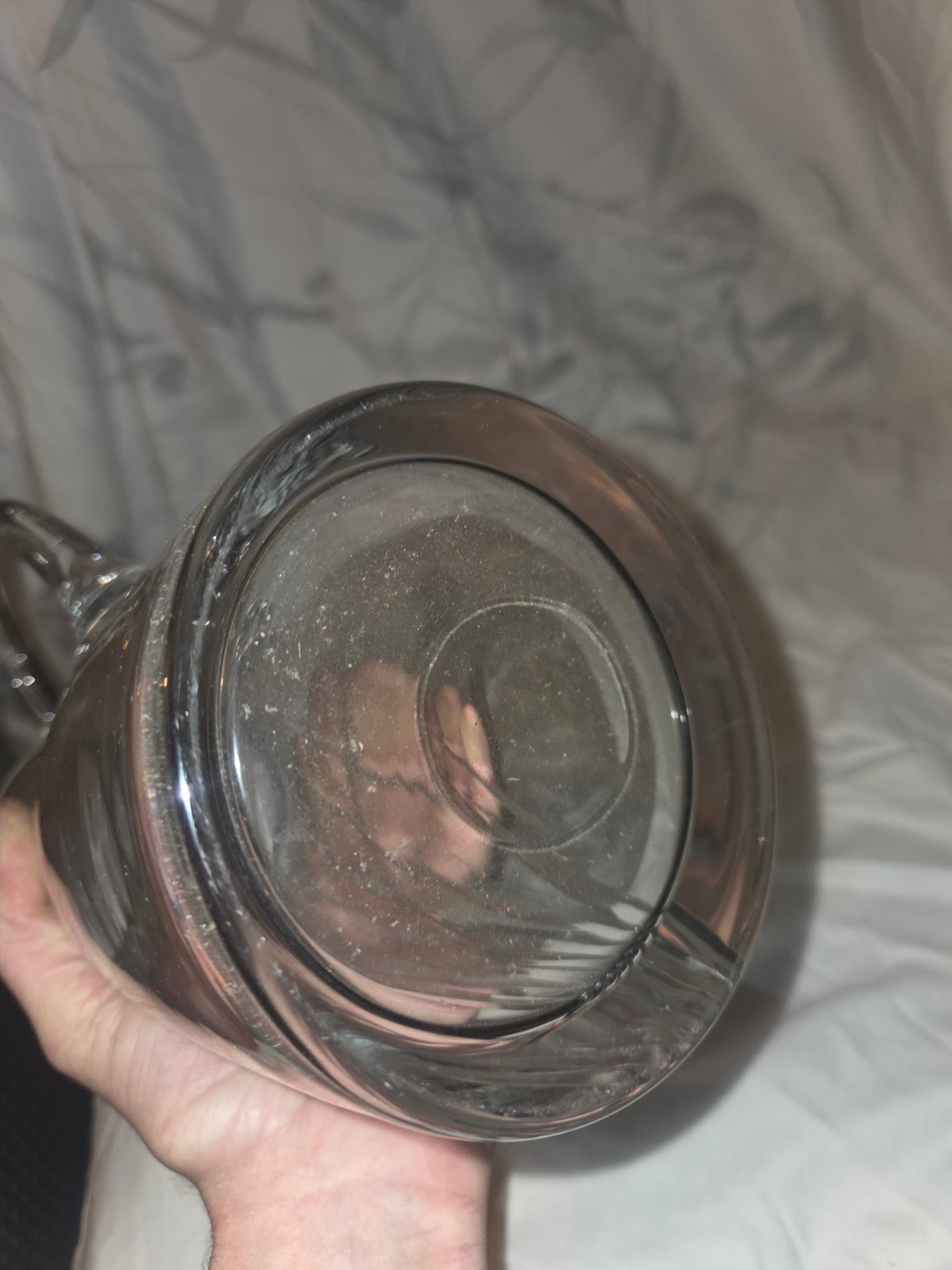 Vintage Clear Cut Glass Water Pitcher with Diagonal Etched Design — photo 3 of 3