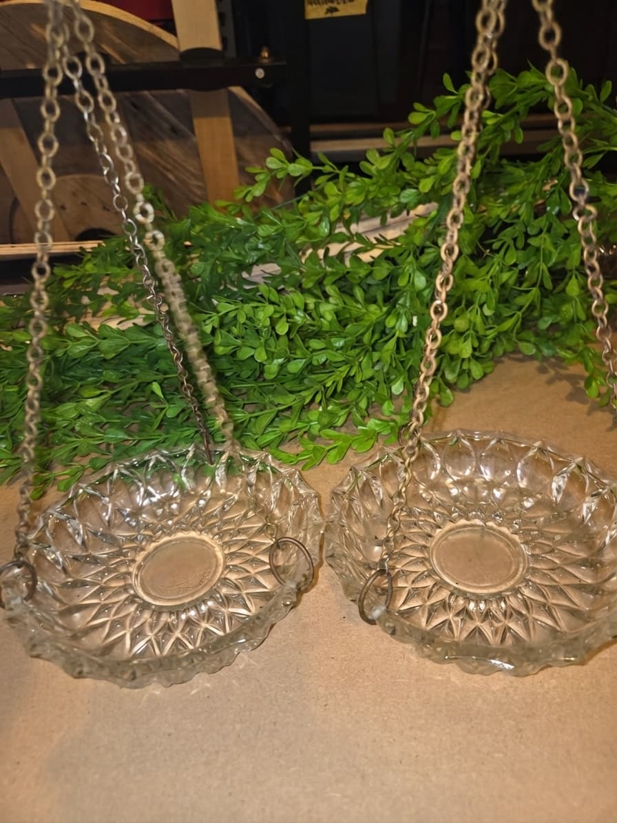 Vintage Crystal Glass Hanging Scale Trays - Pair — photo 1 of 3