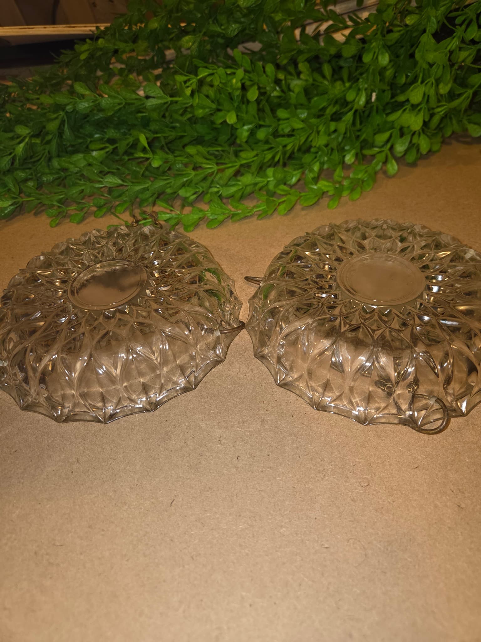 Vintage Crystal Glass Hanging Scale Trays - Pair — photo 3 of 3