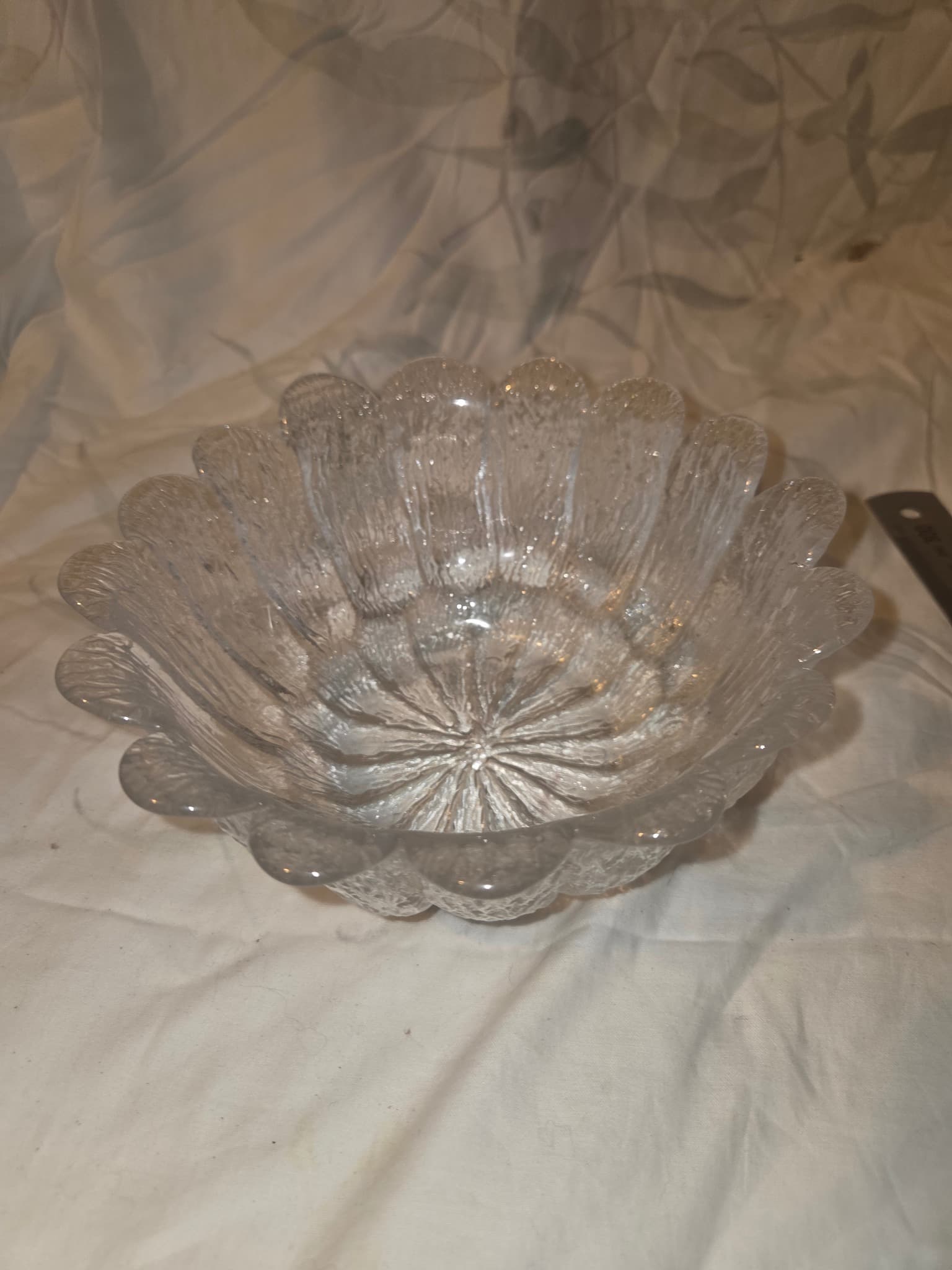 Vintage Cut Glass Serving Bowl - Clear Diamond Pattern — photo 4 of 6
