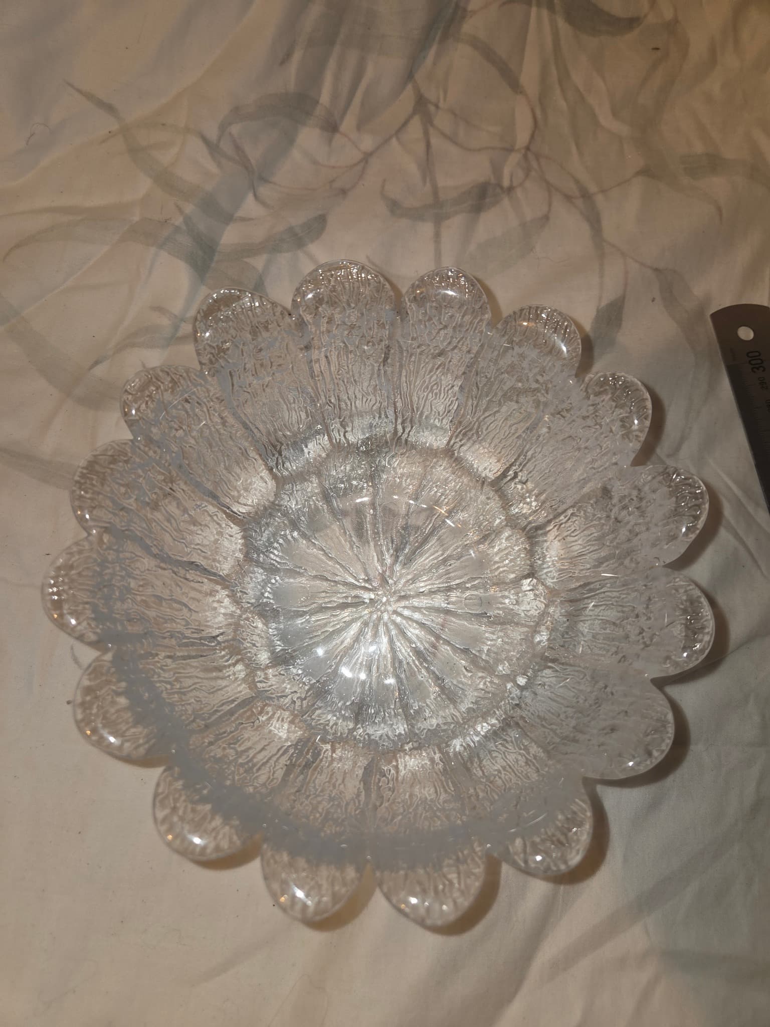 Vintage Cut Glass Serving Bowl - Clear Diamond Pattern — photo 5 of 6