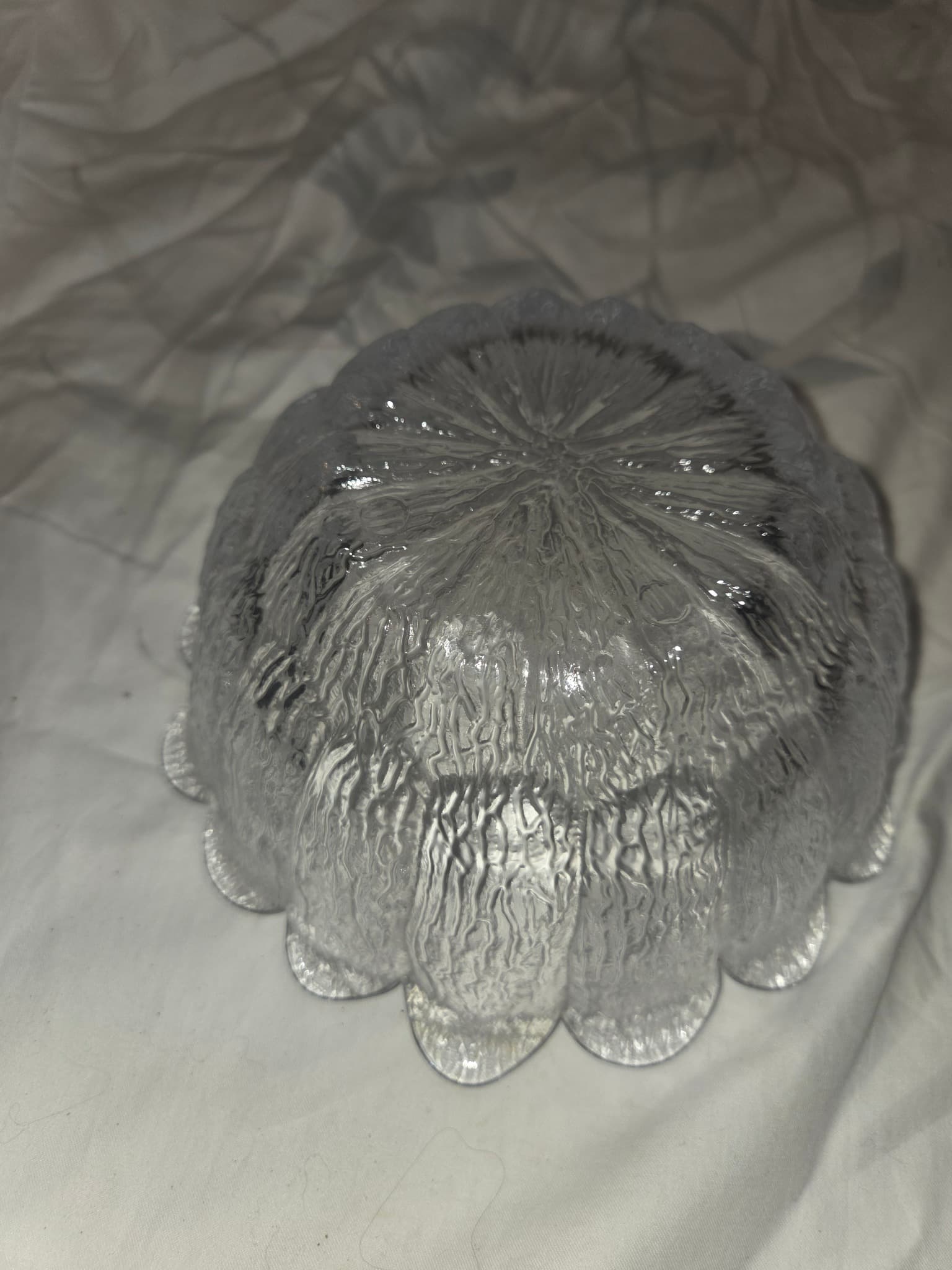 Vintage Cut Glass Serving Bowl - Clear Diamond Pattern — photo 6 of 6