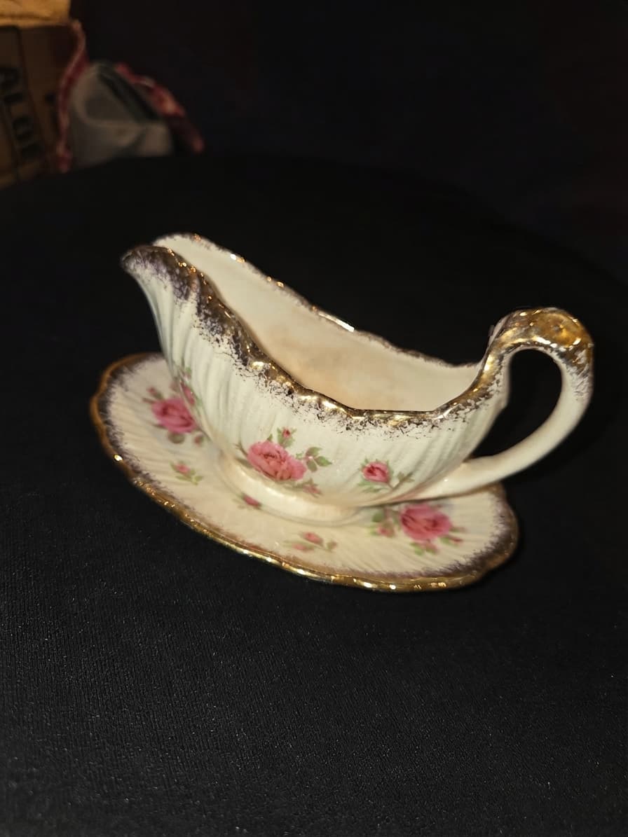 Vintage Ducal Floral Gravy Boat with Attached Underplate — photo 1 of 5
