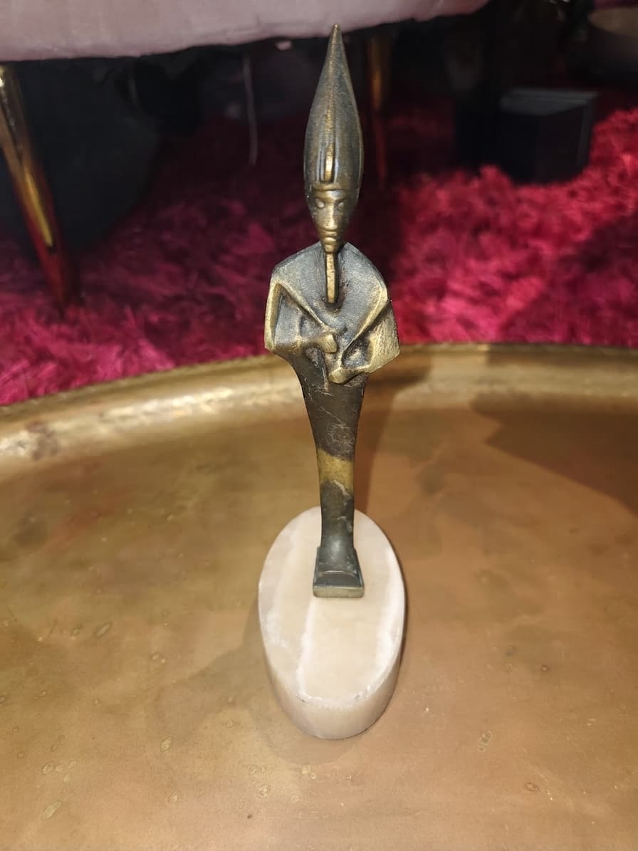Vintage Egyptian Revival Bronze Osiris Statue on Alabaster Base — photo 1 of 3