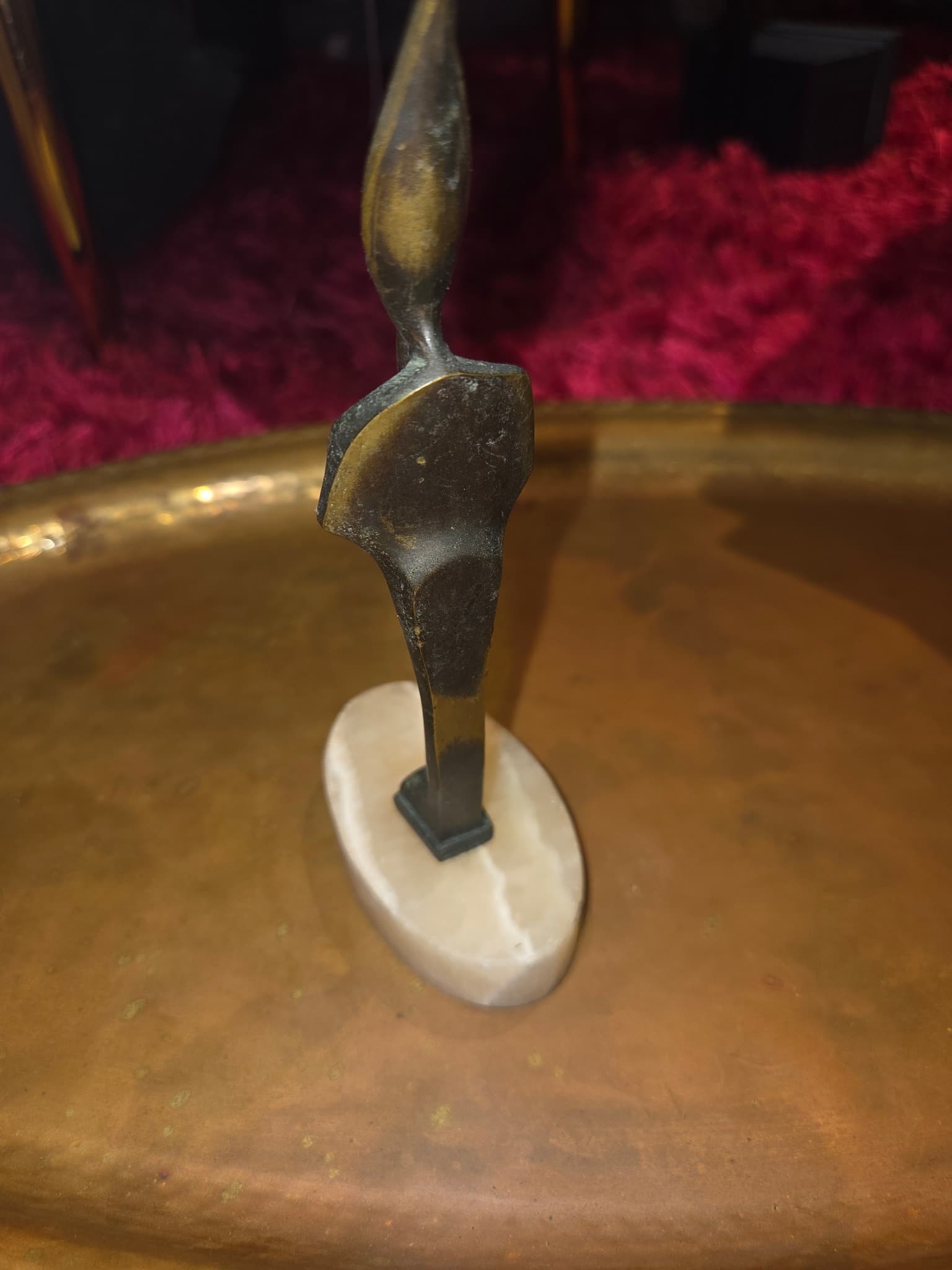 Vintage Egyptian Revival Bronze Osiris Statue on Alabaster Base — photo 2 of 3