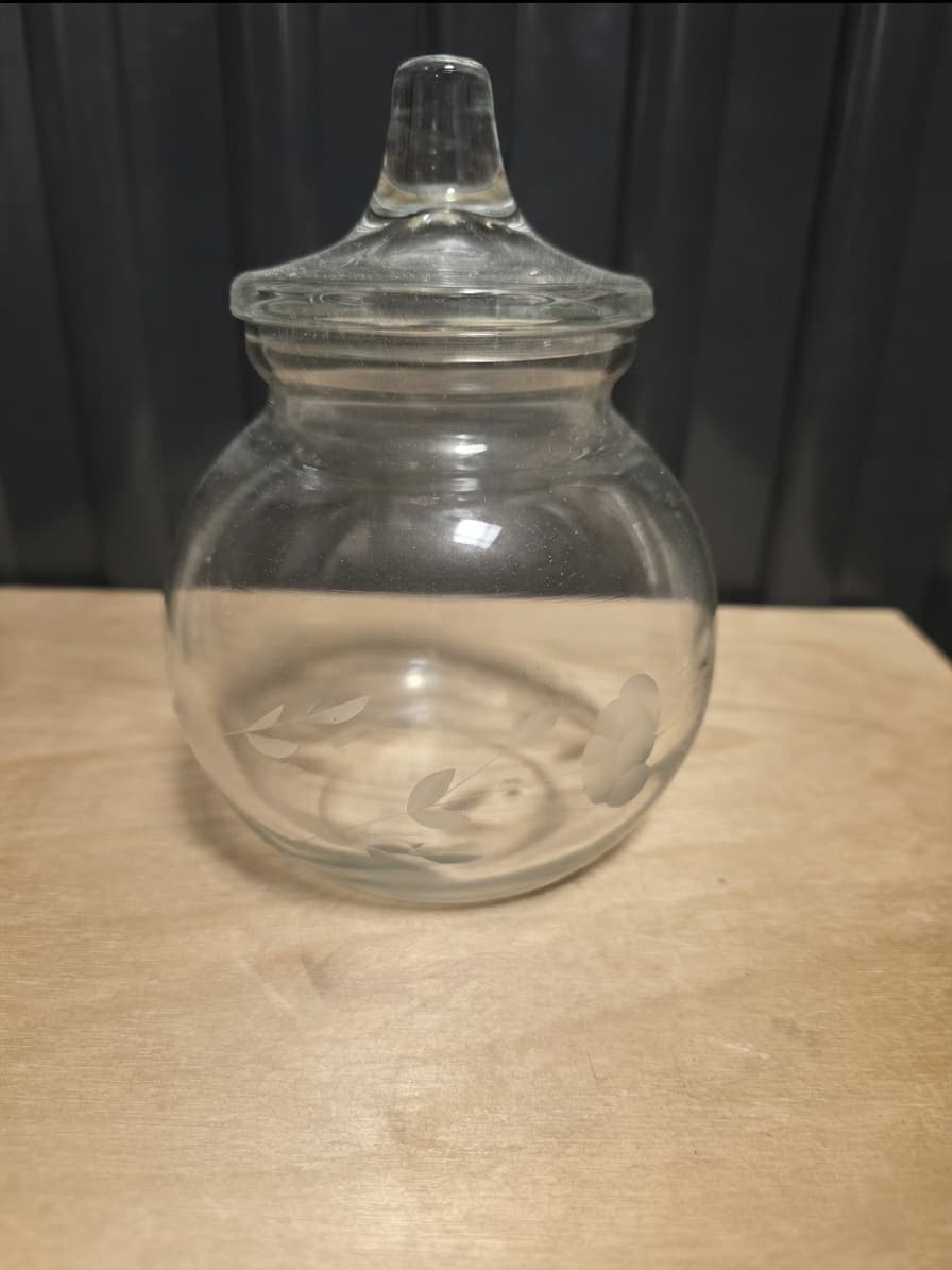 Vintage Etched Glass Candy Dish with Lid — photo 1 of 3