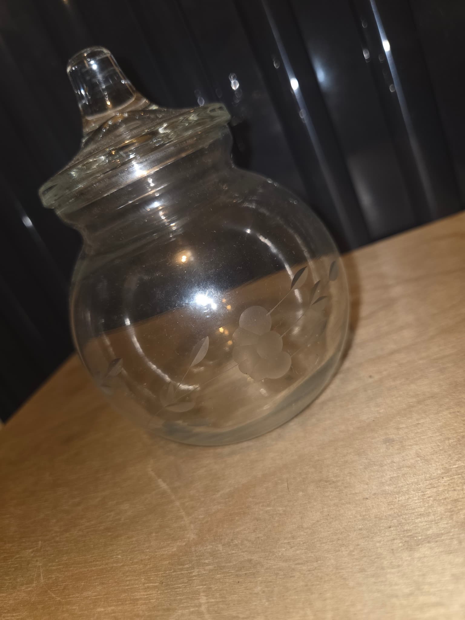 Vintage Etched Glass Candy Dish with Lid — photo 2 of 3