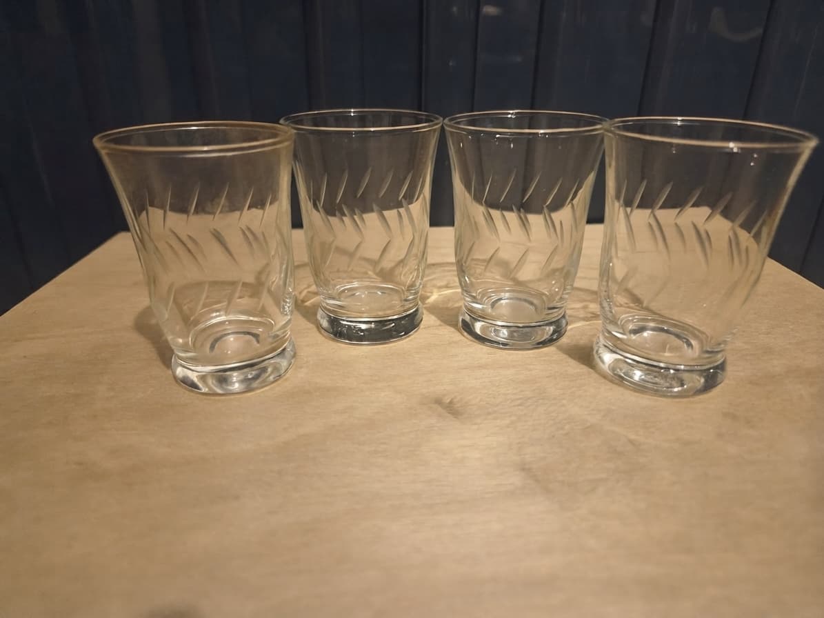 Vintage Etched Wheat Pattern Drinking Glasses - Set of 4 — photo 1 of 3