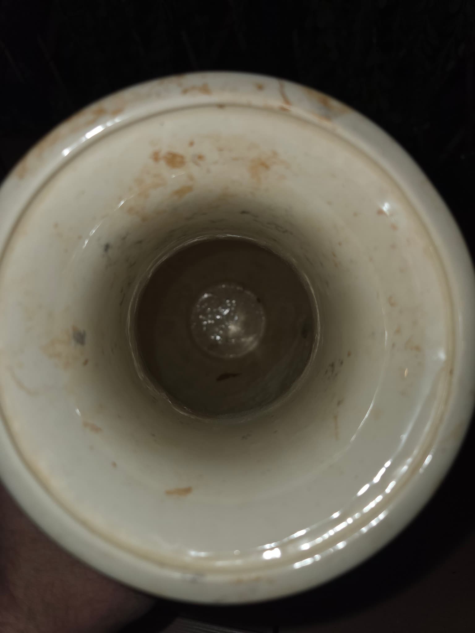 Vintage Faux Marble Ceramic Vase - Ivory and Brown — photo 3 of 4