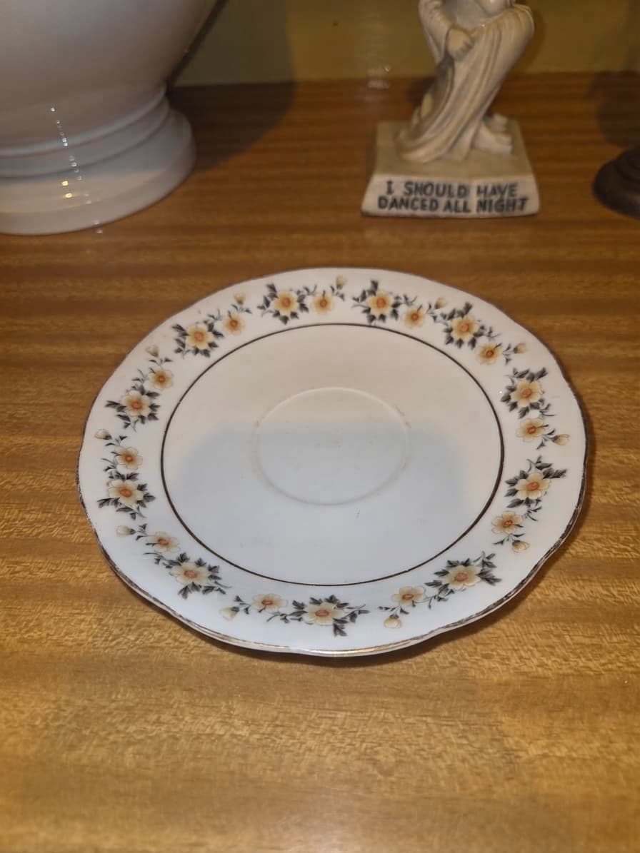Vintage Floral Porcelain Saucer with Gold Trim — photo 1 of 2
