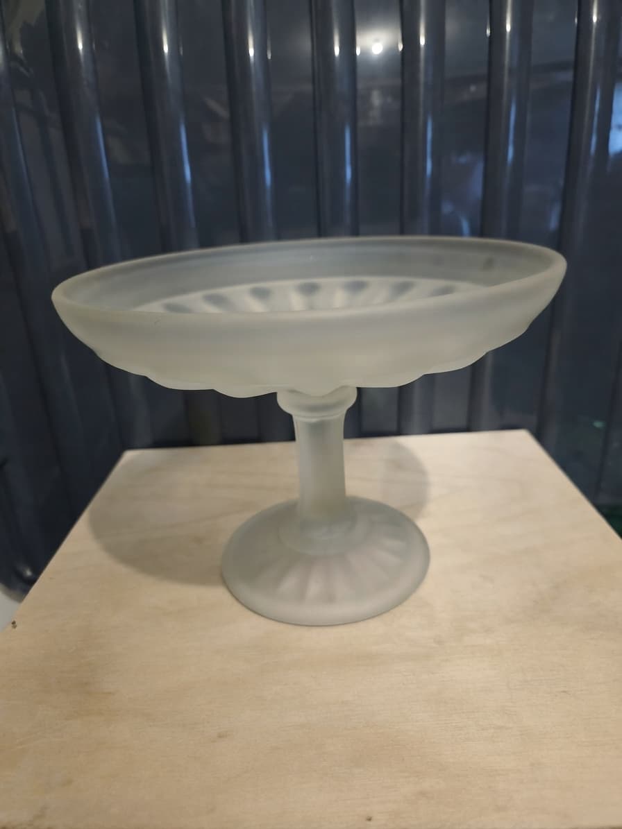 Vintage Frosted Glass Pedestal Compote Dish — photo 1 of 3