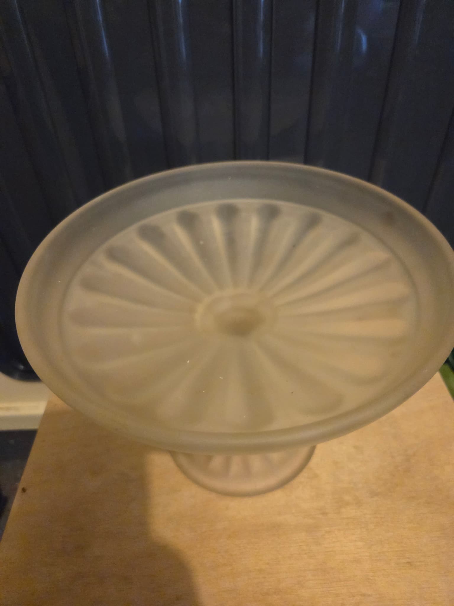Vintage Frosted Glass Pedestal Compote Dish — photo 2 of 3
