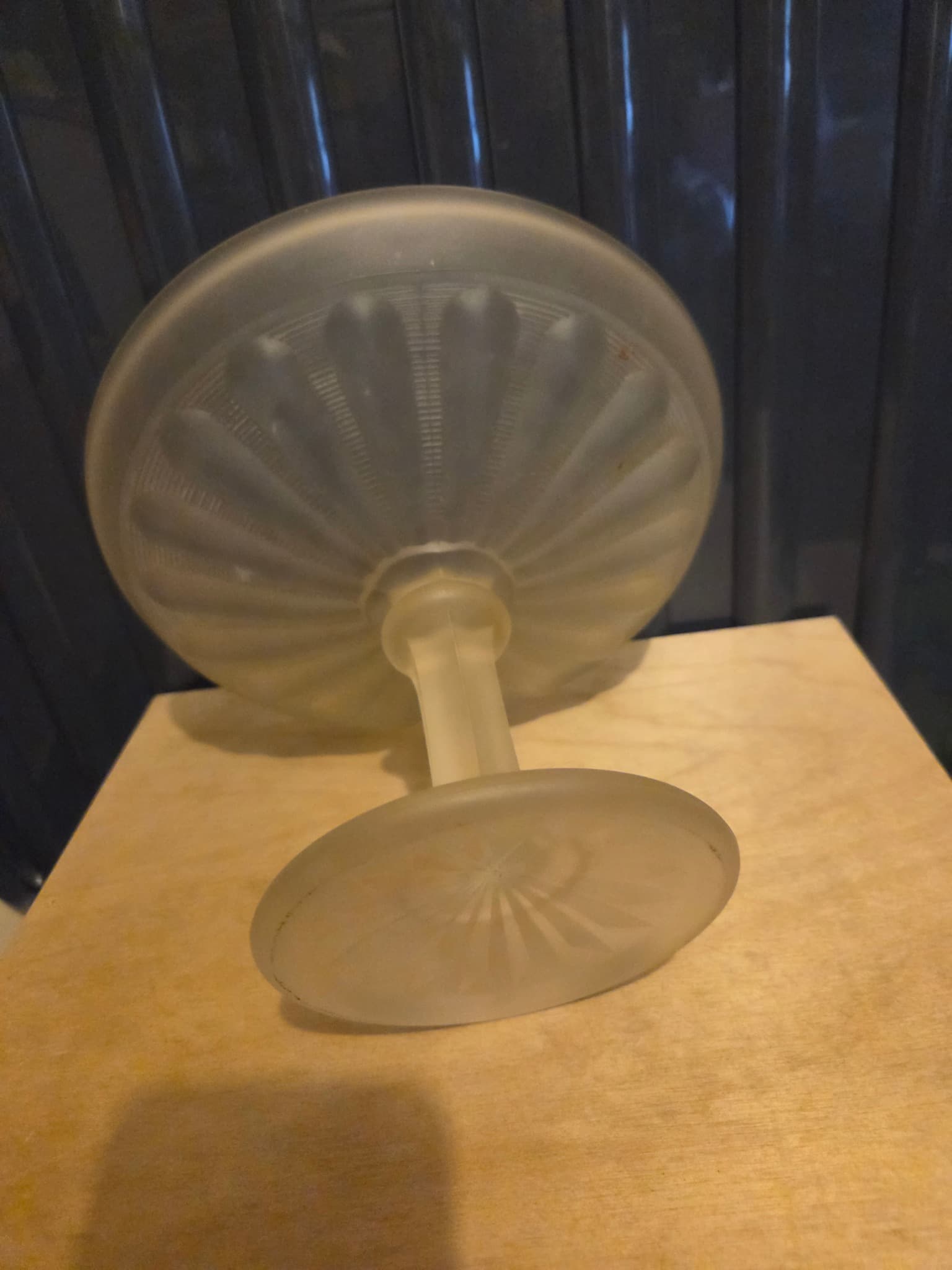 Vintage Frosted Glass Pedestal Compote Dish — photo 3 of 3