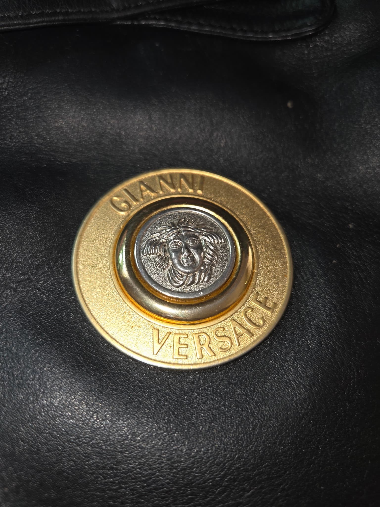 Vintage Gianni Versace Medusa Head Black Leather Bucket Bag — photo 2 of 5