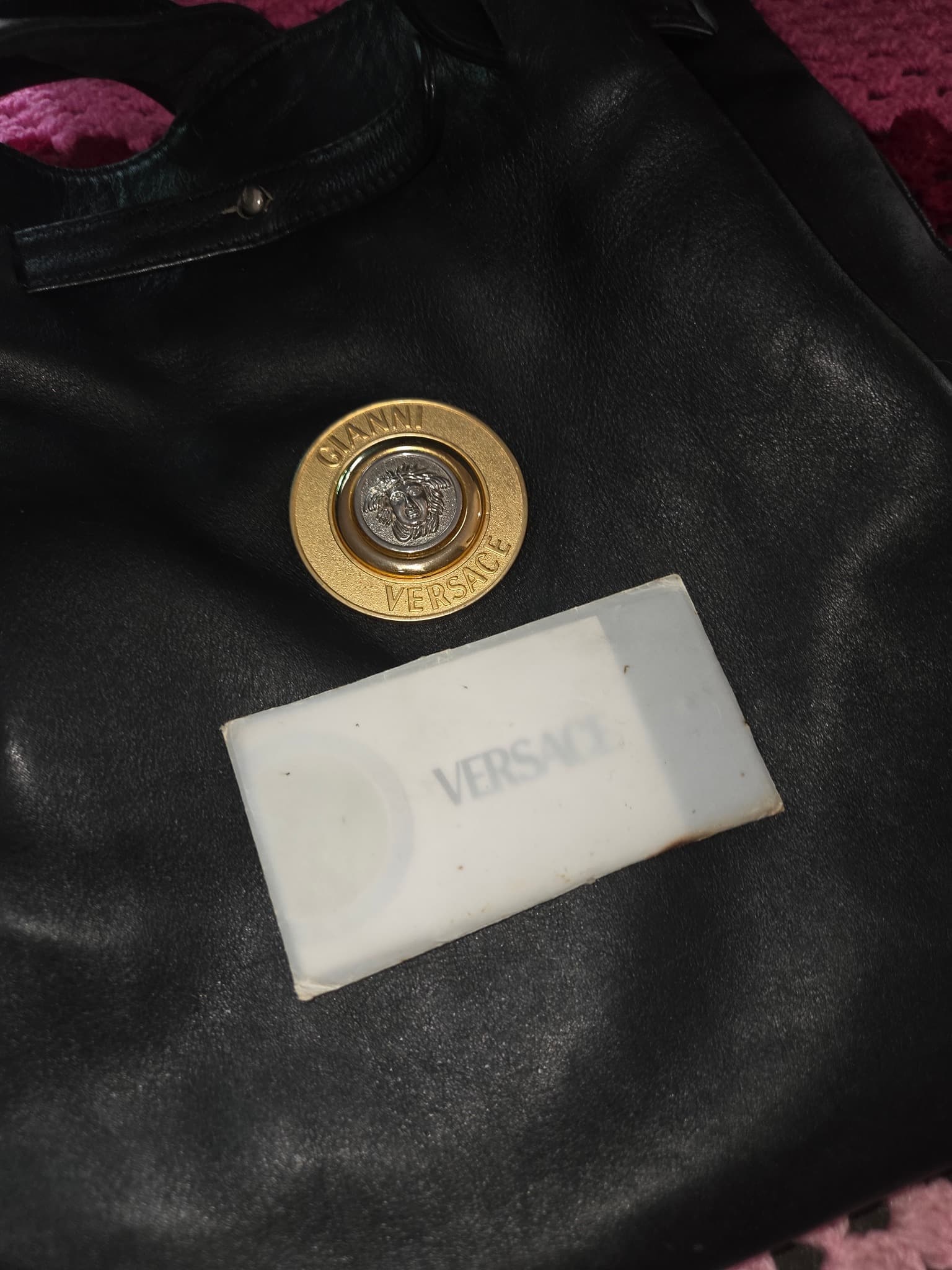 Vintage Gianni Versace Medusa Head Black Leather Bucket Bag — photo 5 of 5