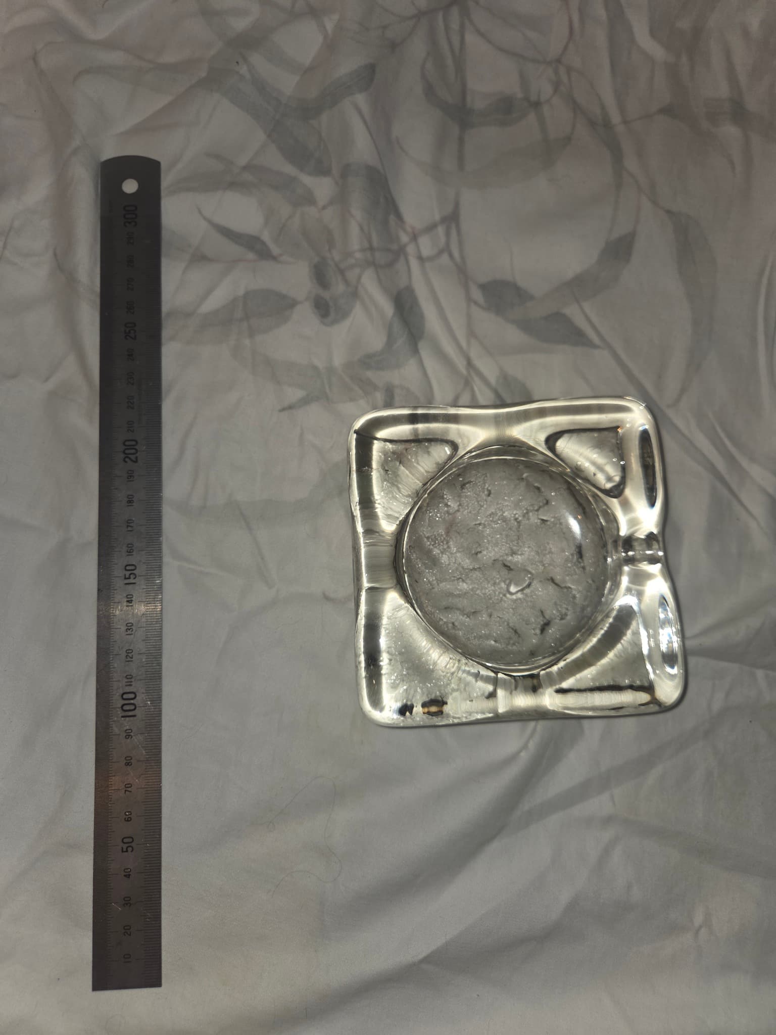 Vintage Heavy Clear Glass Square Ashtray — photo 2 of 3