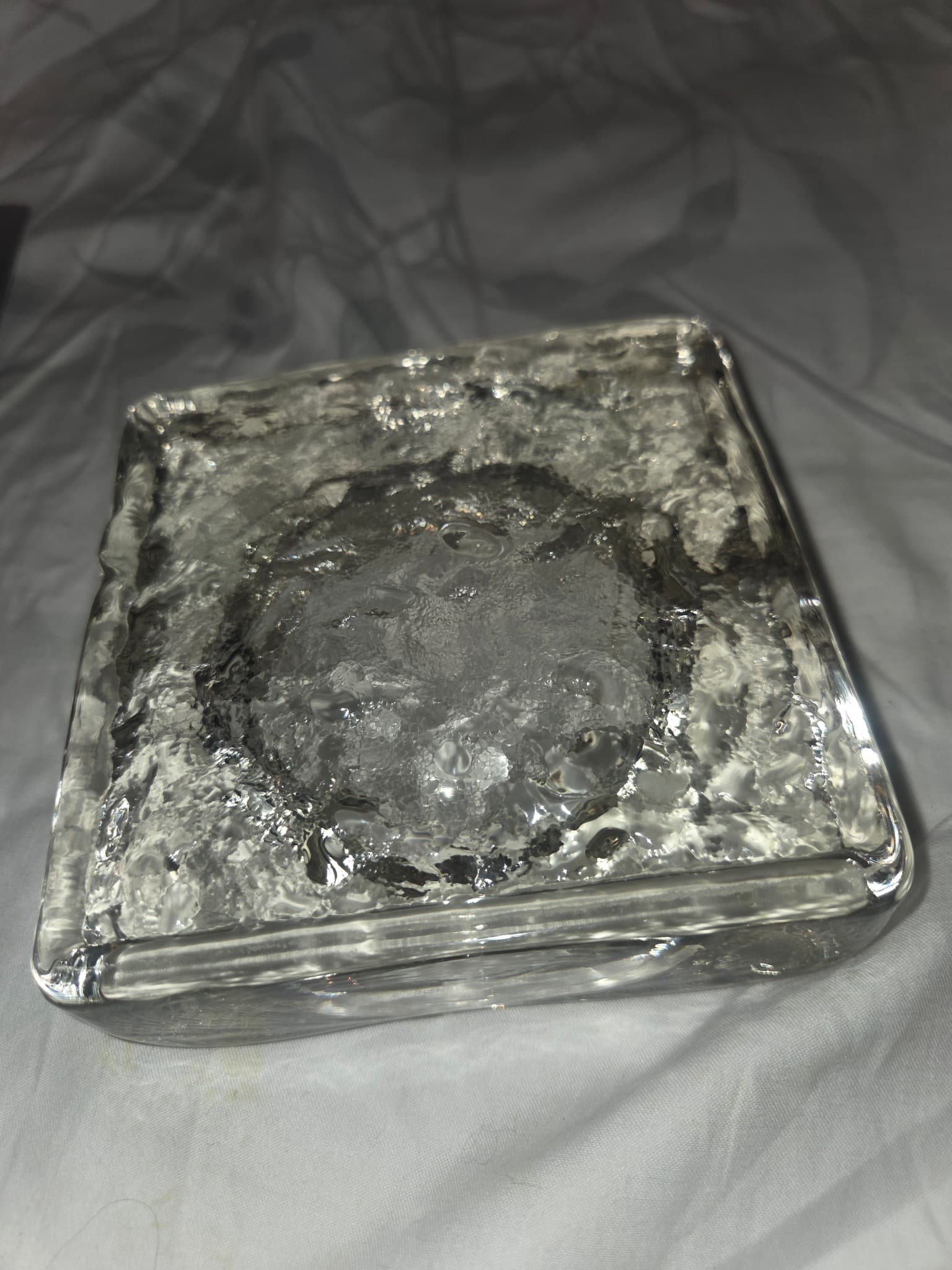 Vintage Heavy Clear Glass Square Ashtray — photo 3 of 3