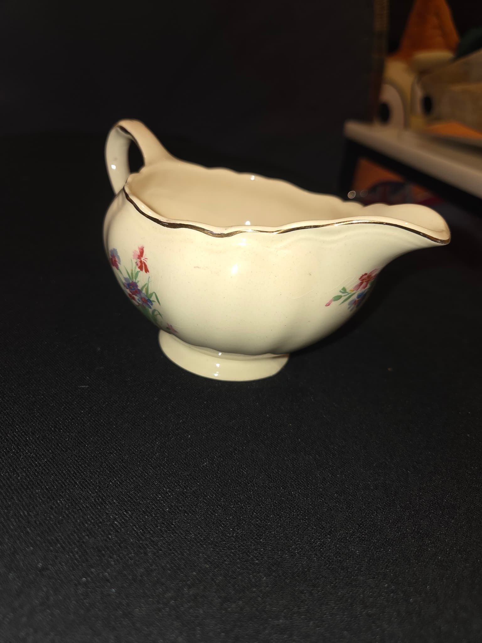 Vintage J.G. MEAKIN Sunshine Floral Creamer Pitcher with Gold Trim — photo 3 of 4