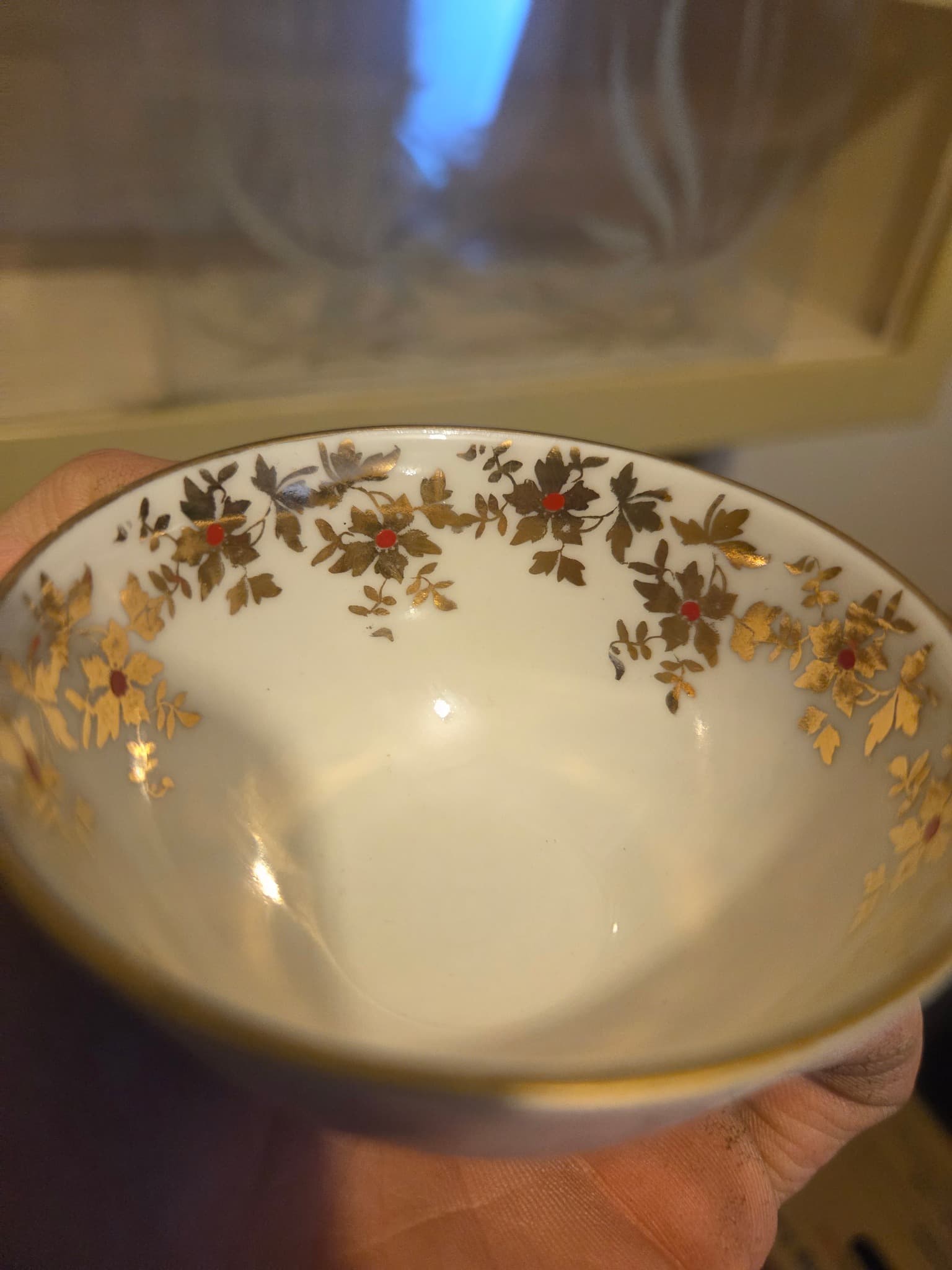 Vintage Kronach Bavaria Bavaria Porcelain Tea Cups - Gold Floral & Red Enamel — photo 2 of 3