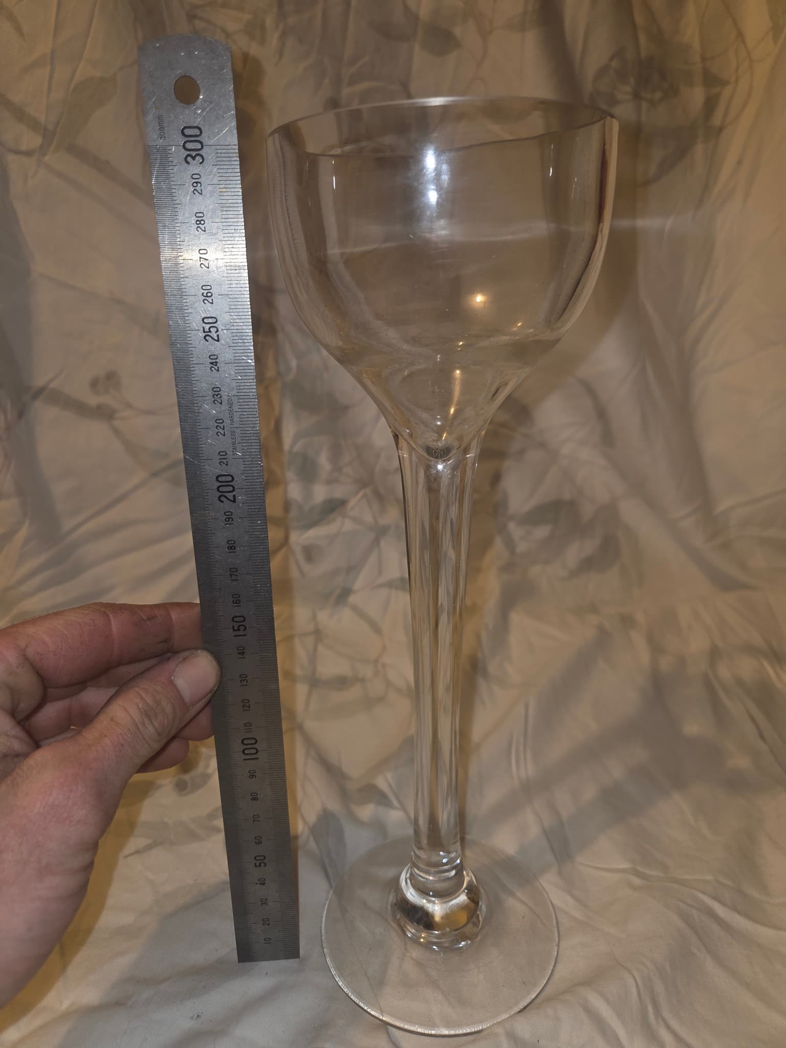 Vintage Long Stem Clear Glass Goblet Vase — photo 2 of 4