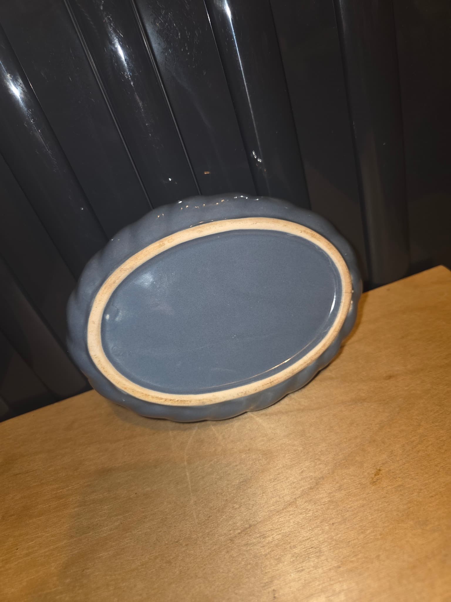 Vintage Mid-Century Modern Blue Ceramic Ashtray — photo 2 of 2