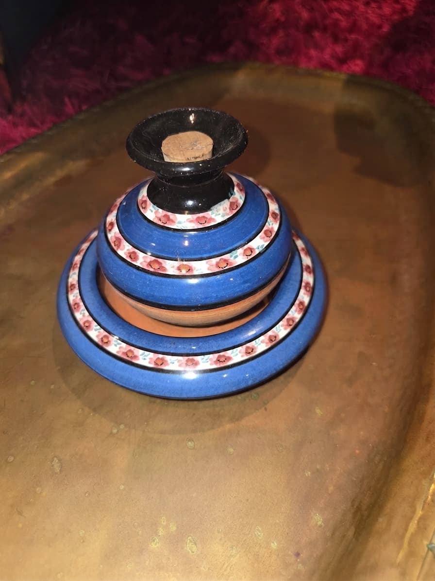 Vintage Moroccan Terracotta Spice Jar with Floral Pattern — photo 1 of 3