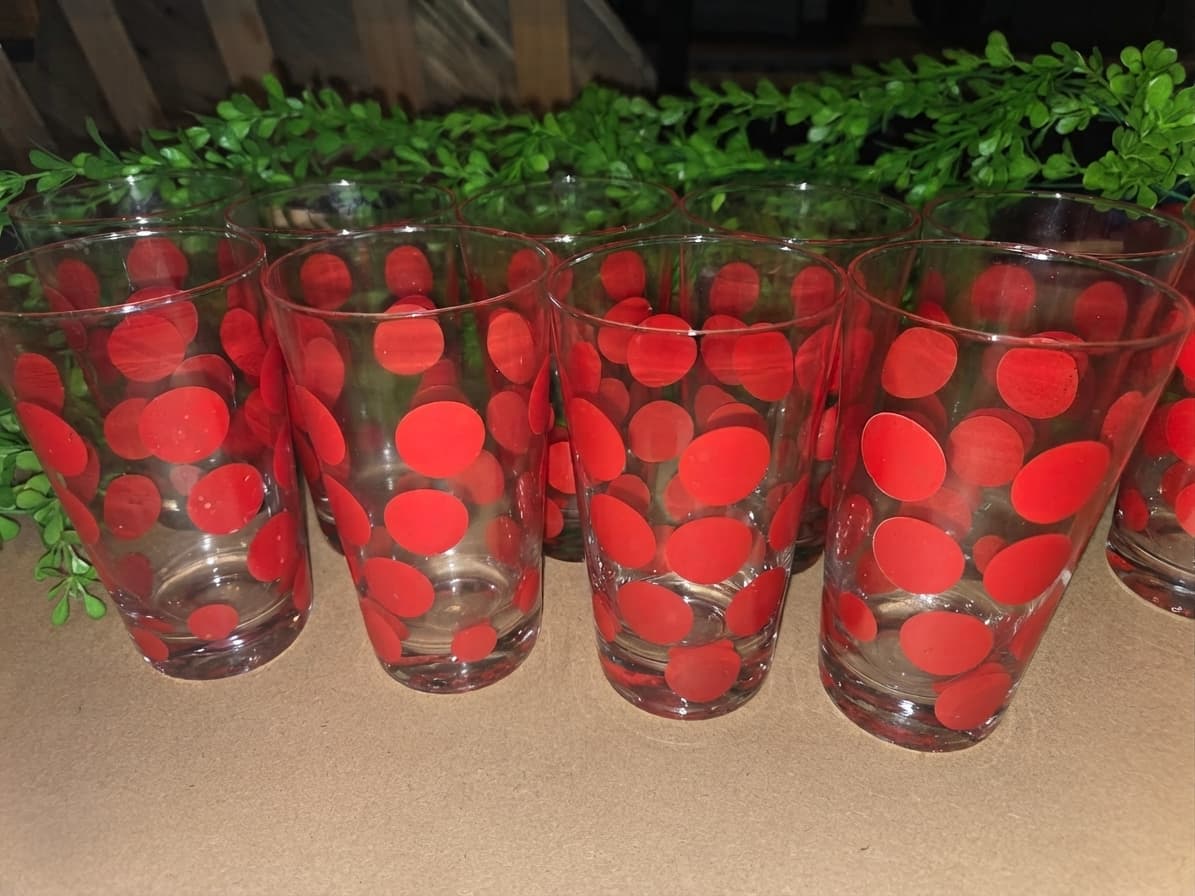Vintage Red Polka Dot Drinking Glasses Set — photo 1 of 2