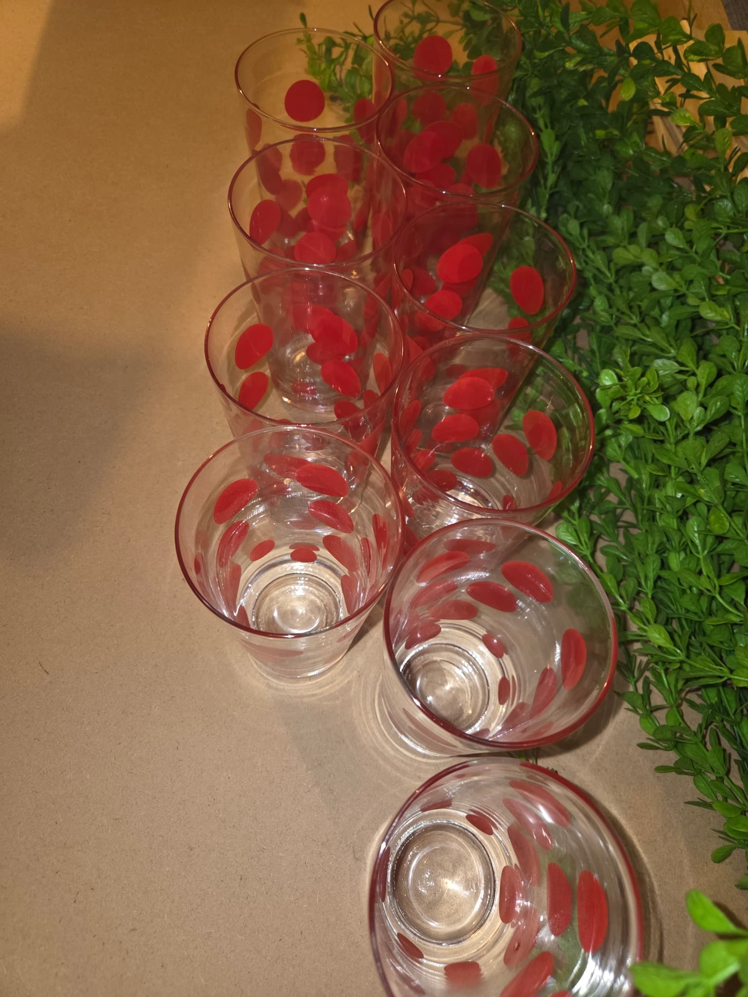 Vintage Red Polka Dot Drinking Glasses Set — photo 2 of 2