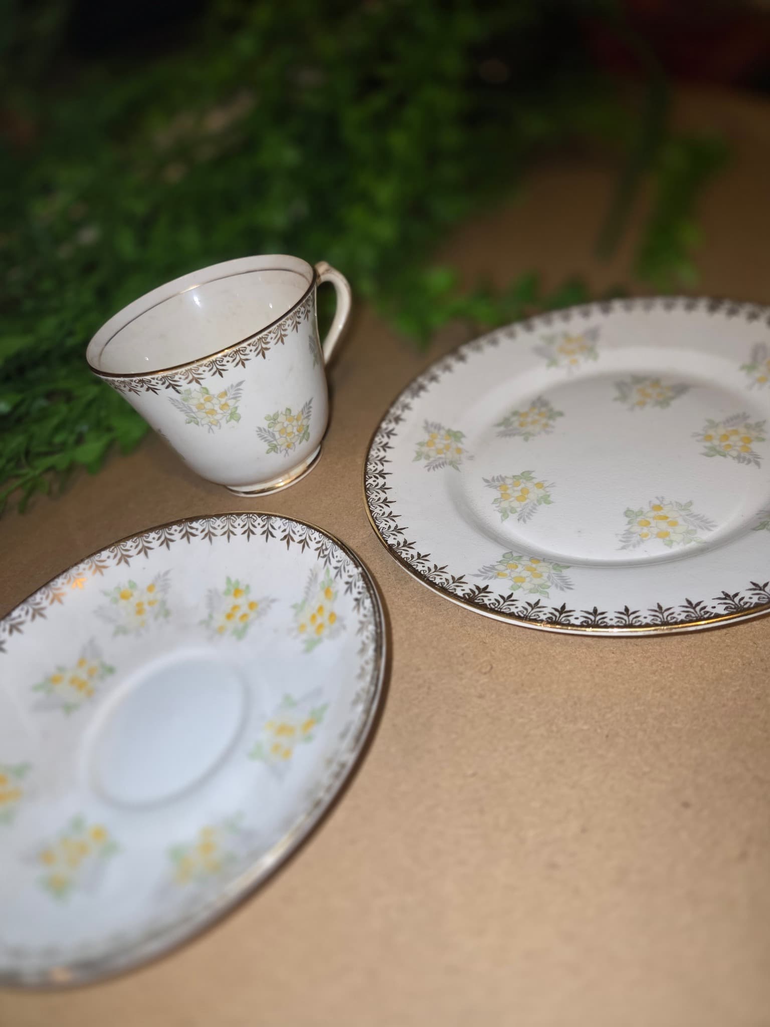 Vintage Salisbury Bone China Floral Tea Cup, Saucer and Plate Trio — photo 2 of 3