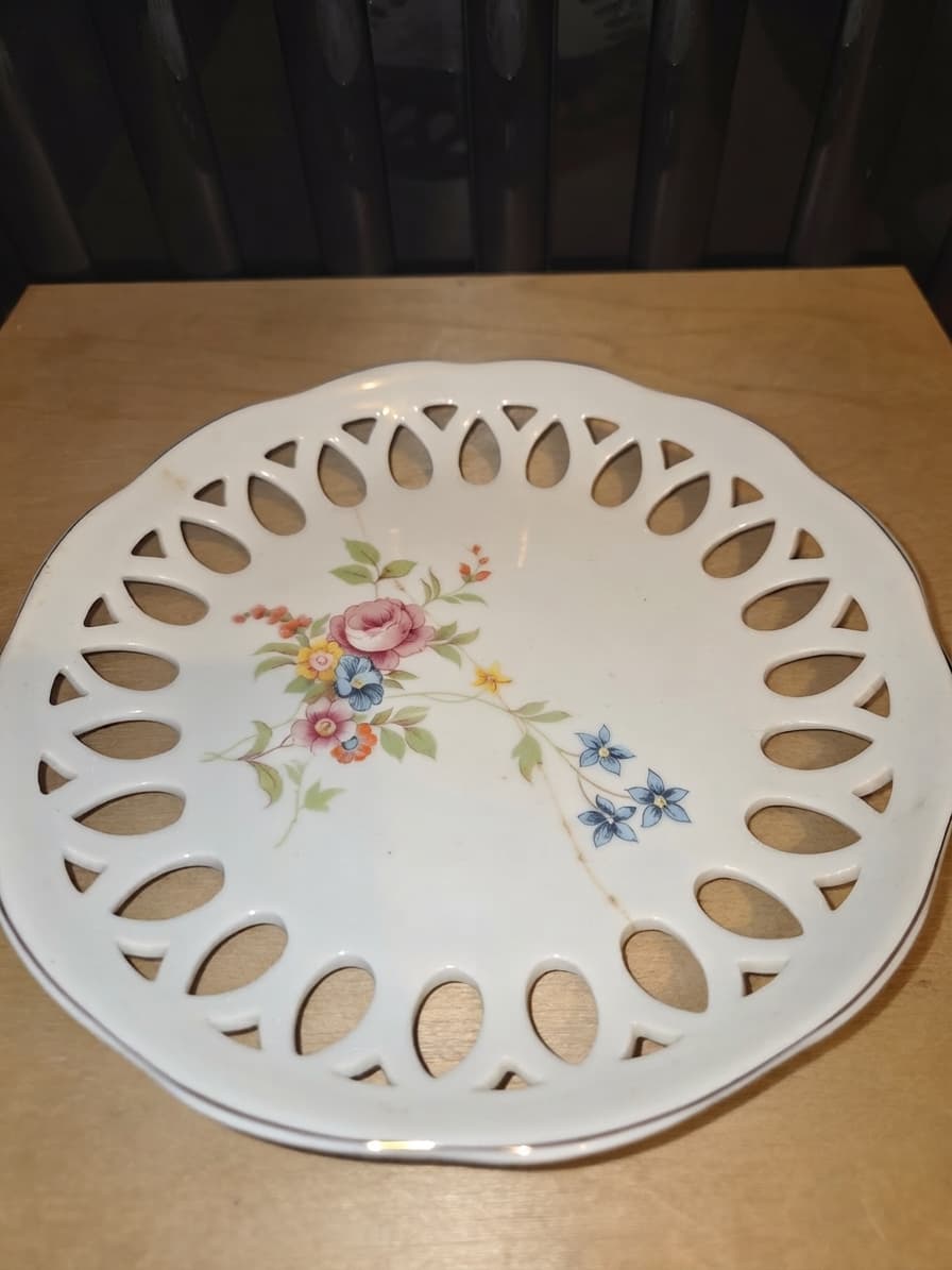 Vintage Schmidt Porcelana Brasil Reticulated Floral Decorative Plate — photo 1 of 2