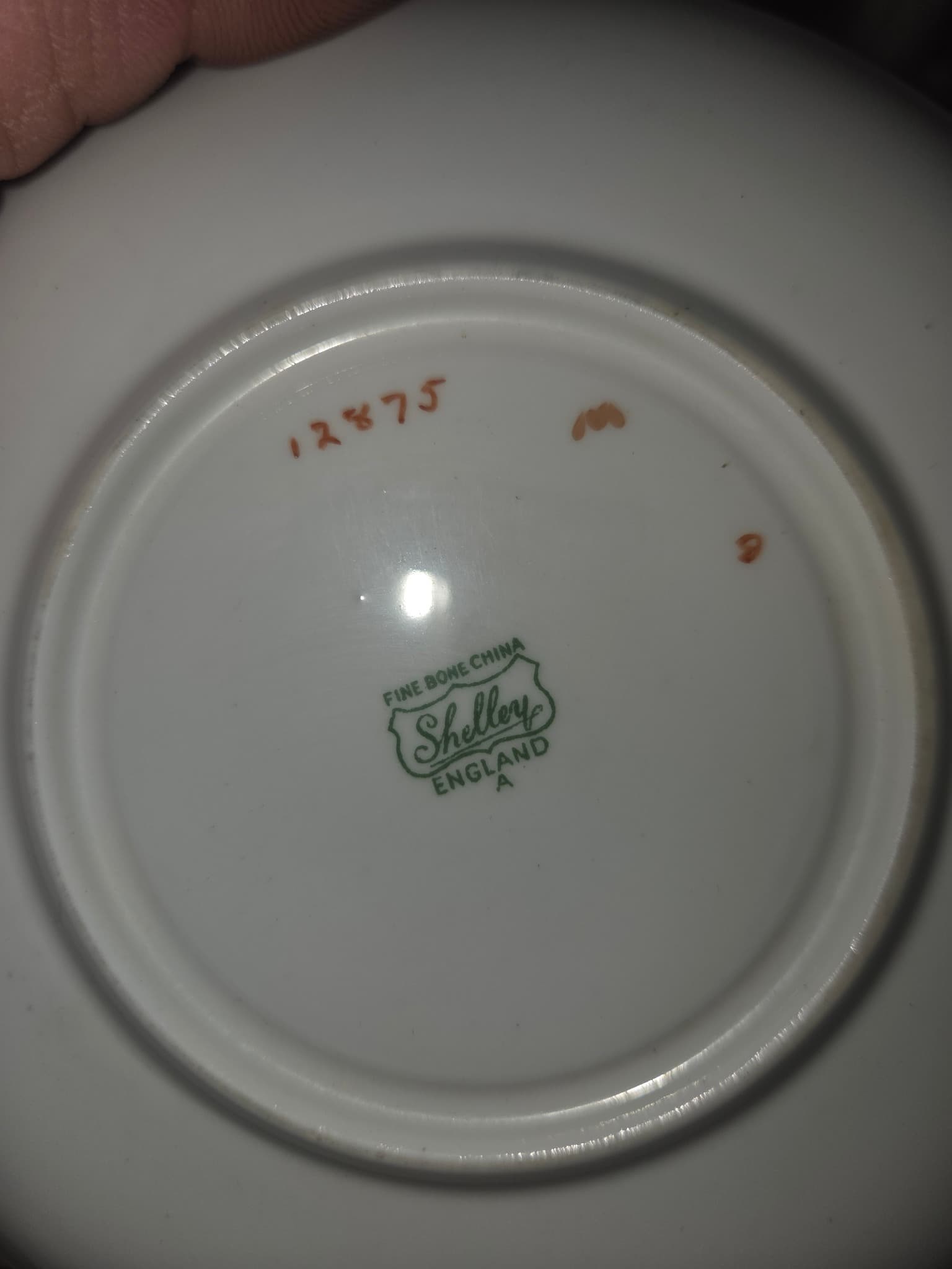 Vintage Shelley Fine Bone China Saucer - Green Band with Gold Trim — photo 2 of 2