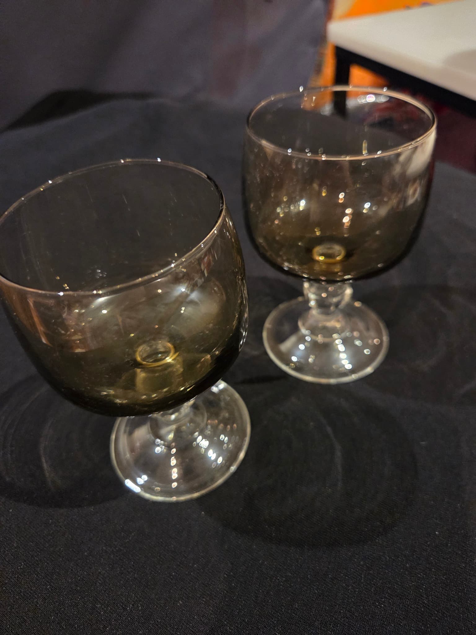 Vintage Smoke Glass Wine Goblets - Set of 2 — photo 2 of 2