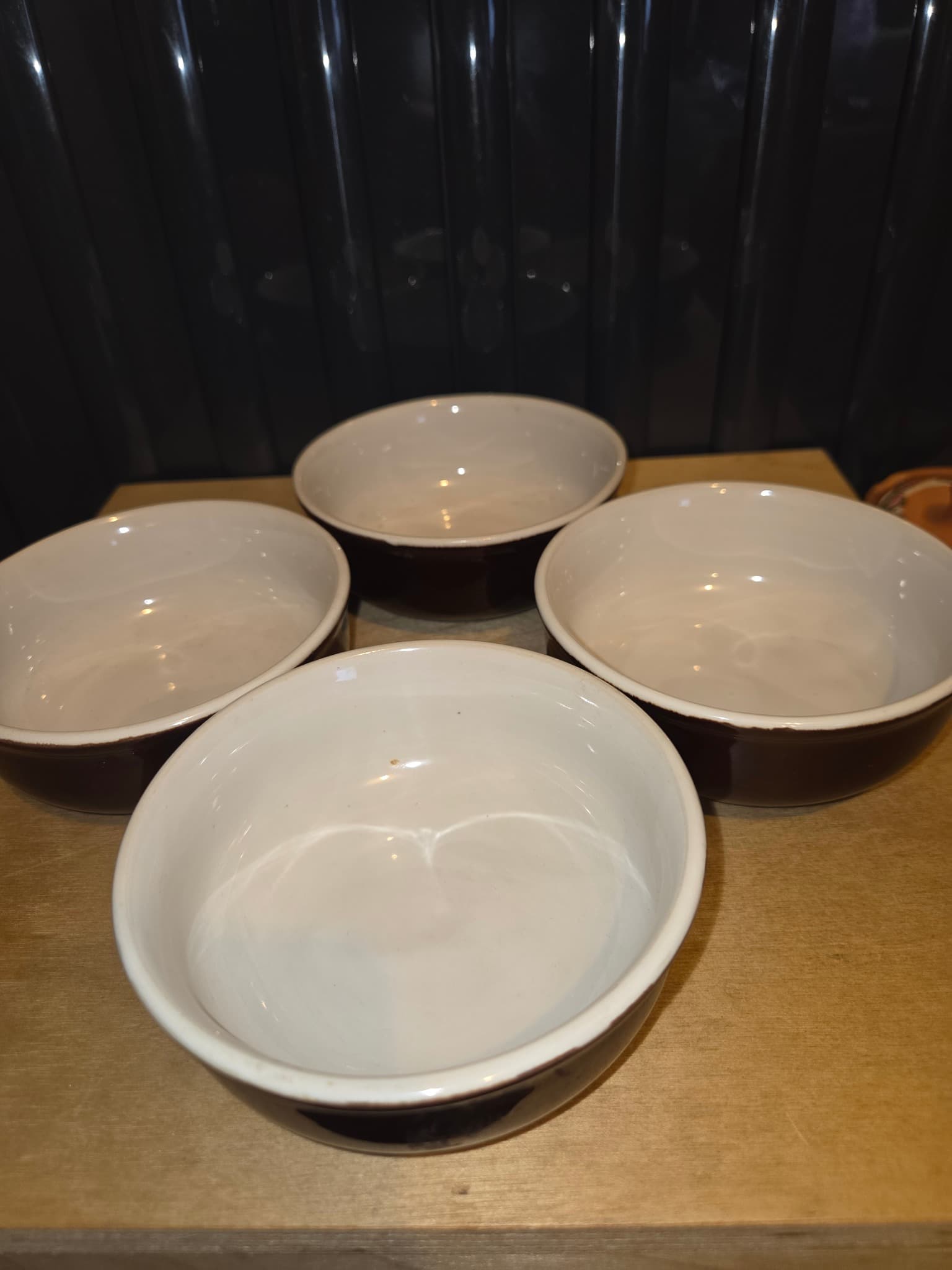 Vintage T K Ceramic Ramekins - Set of 4 Brown & Cream Bowls — photo 2 of 3