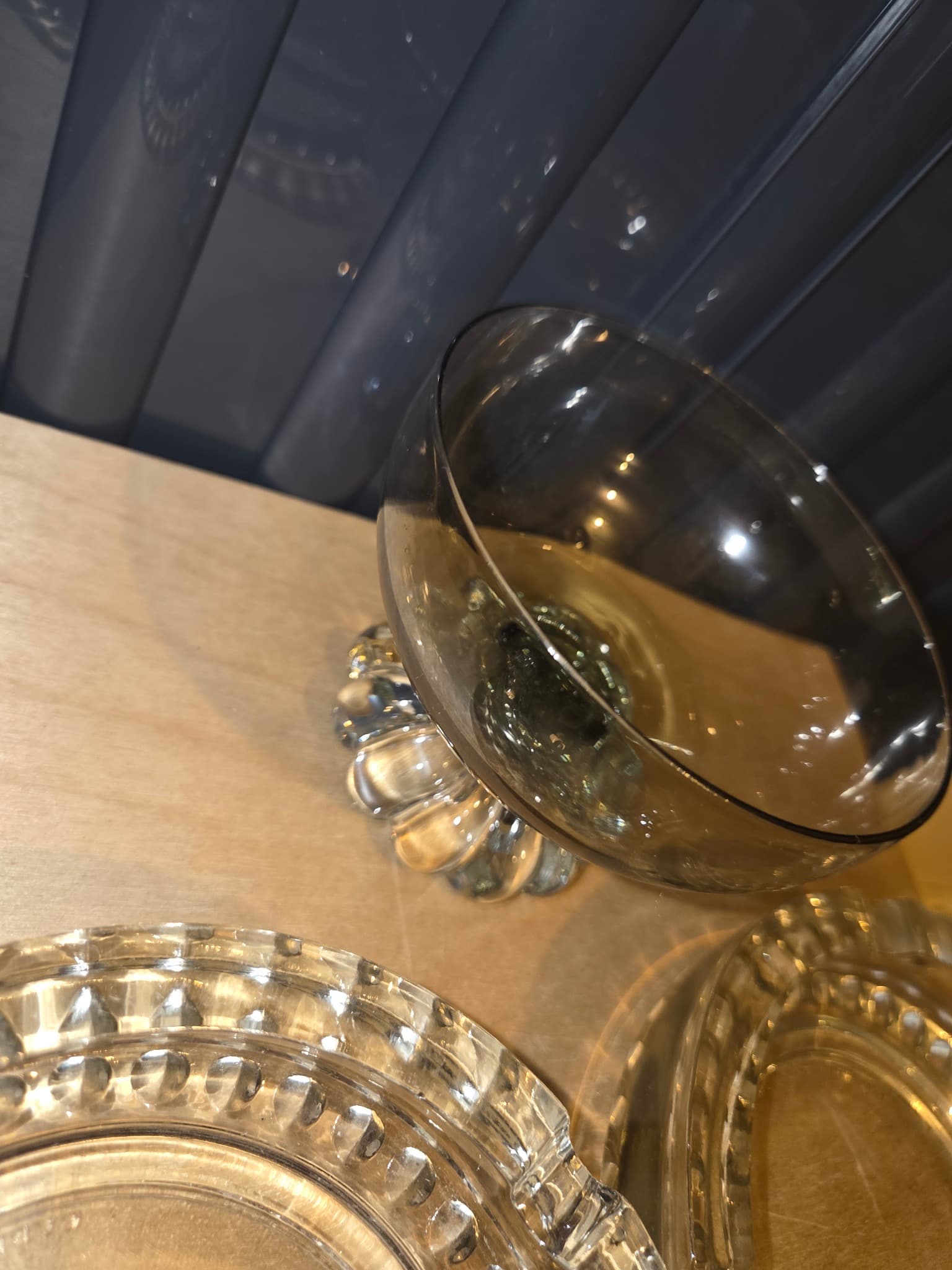 Vintage THE RAVENHEAD CO LTD Pressed Glass Ashtray and Footed Bowl Set — photo 4 of 6