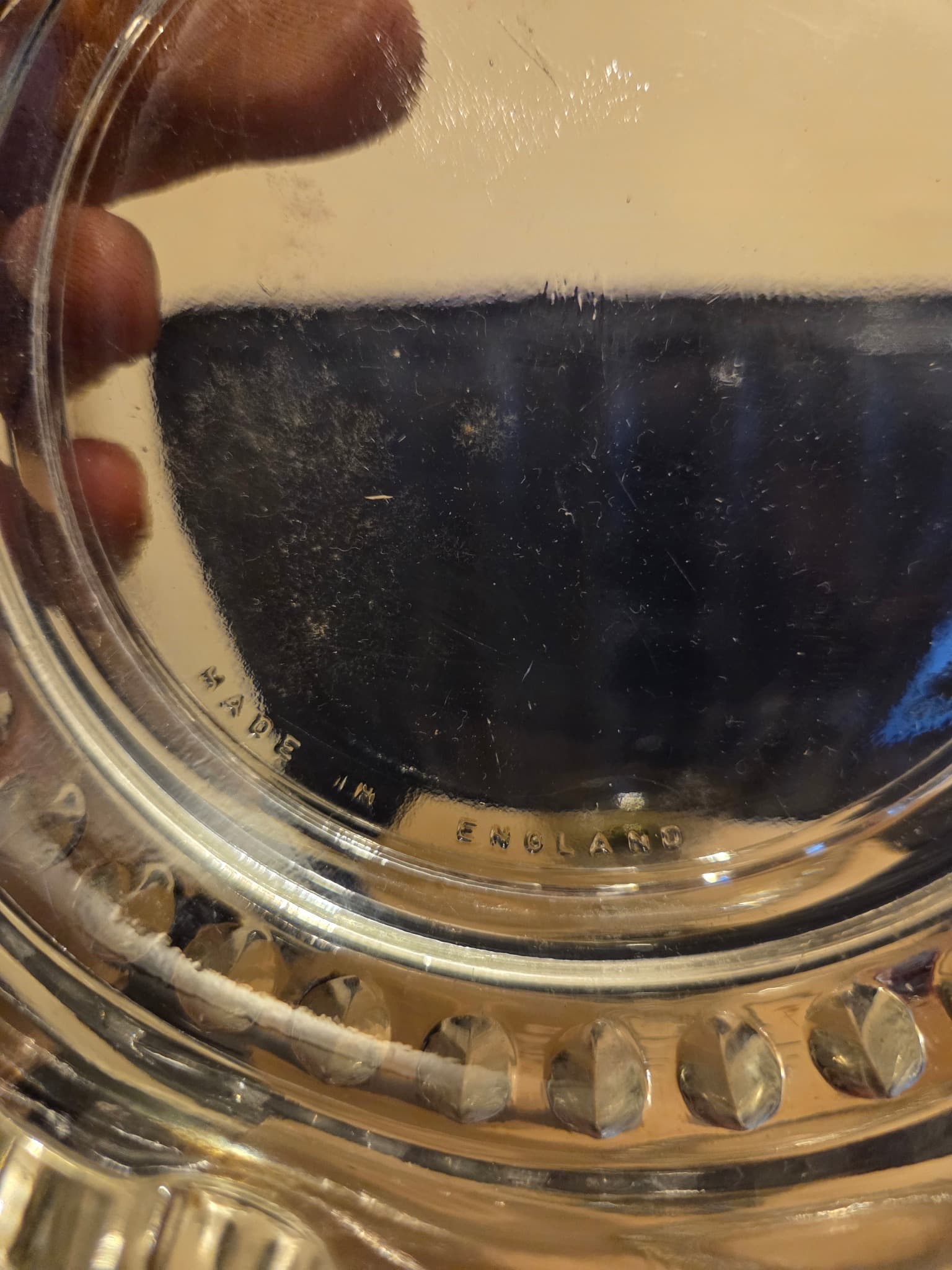 Vintage THE RAVENHEAD CO LTD Pressed Glass Ashtray and Footed Bowl Set — photo 5 of 6