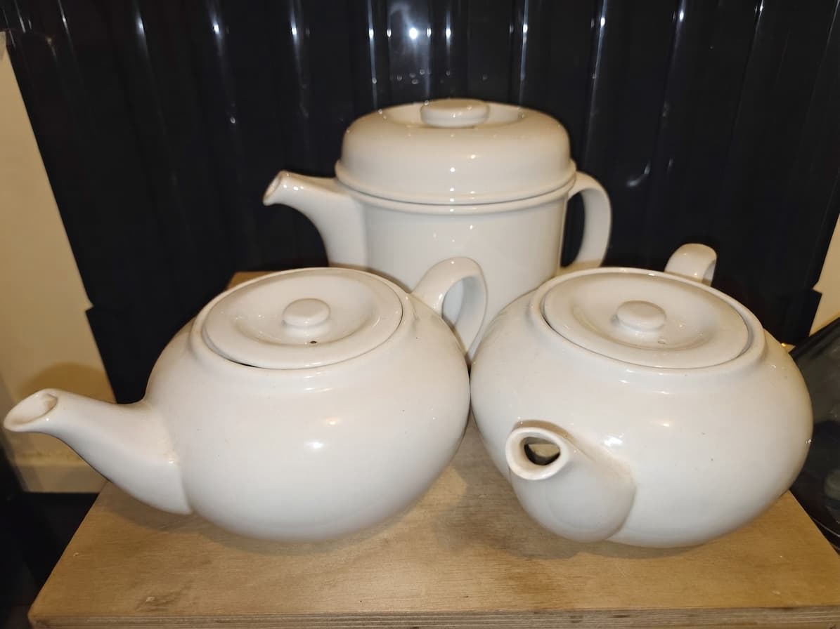 Vintage White Glazed Ceramic Teapot Collection - Set of 3 — photo 1 of 2