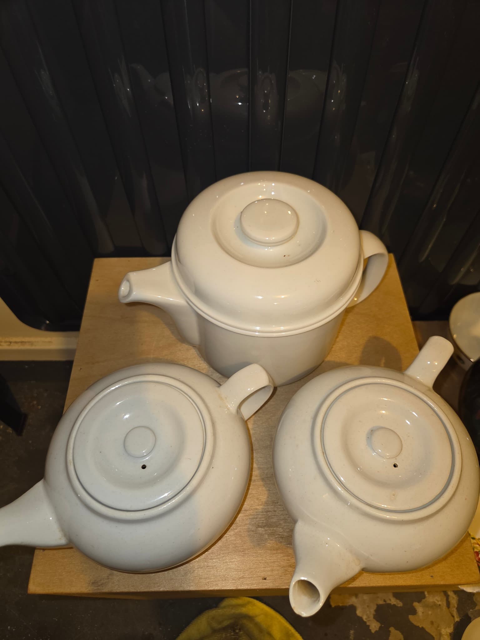 Vintage White Glazed Ceramic Teapot Collection - Set of 3 — photo 2 of 2