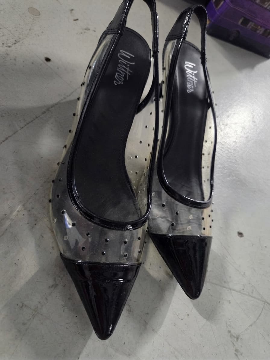 Wittner Clear Vinyl Pointed Toe Slingback Heels - Black Size 39 — photo 1 of 4