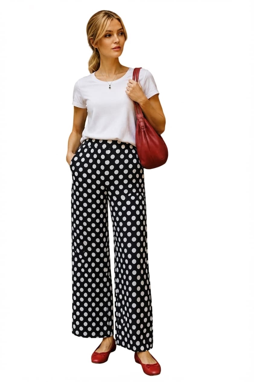 Country Road Wide Leg Polka Dot Trousers - Women's Size 14 — photo 1 of 3