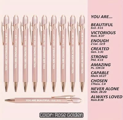 10pcs Rose Gold Bible Verse Ballpoint Pens With Stylus Tip — photo 2 of 2